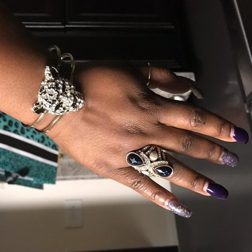 Neiman Marcus Golden Tone Sparkly Clear Crystal Rhinestone Black Enamel Jaguar